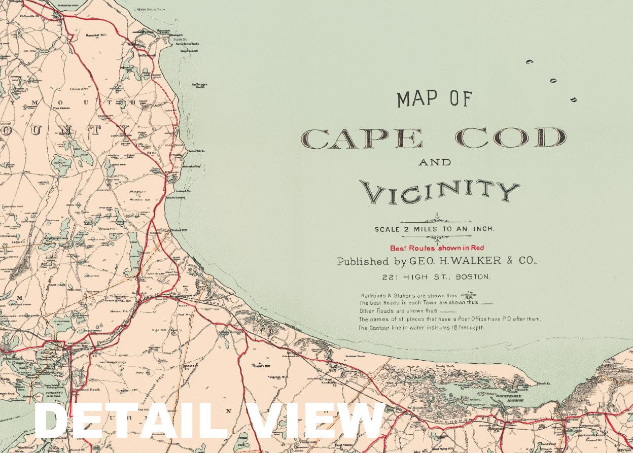 Historic Map : Cape Cod 1907 , Vintage Wall Art