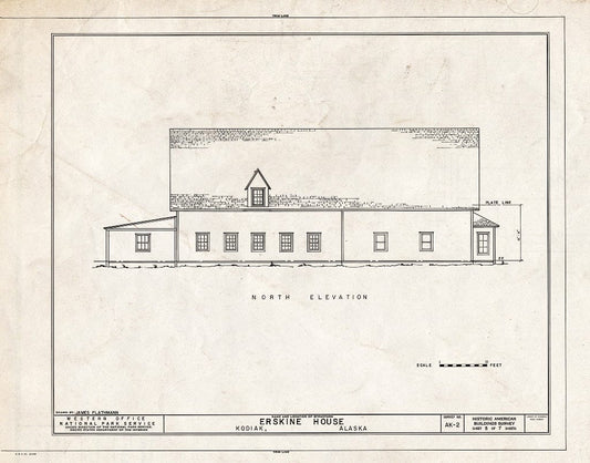Blueprint 5. North Elevation - Russian-American Company Magazin, 101 Marine Way East, Kodiak, Kodiak Island Borough, AK