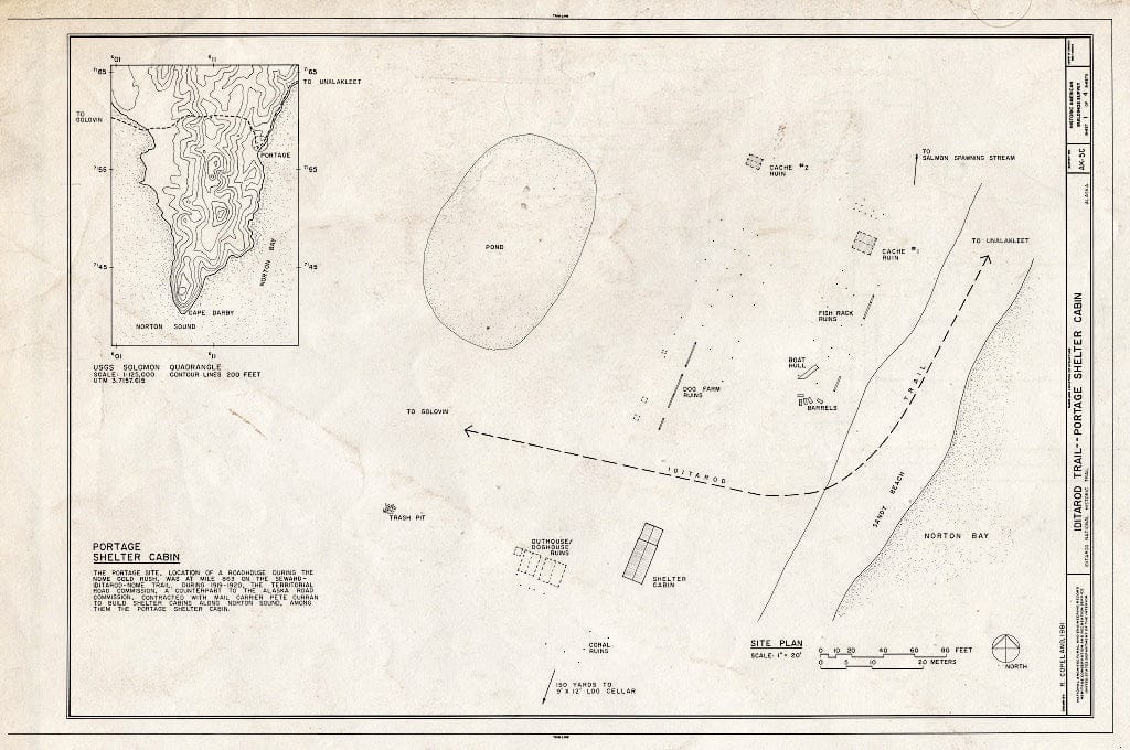 Blueprint HABS AK,9-SEW,2-C- (Sheet 1 of 4) - Iditarod Trail Shelter Cabins, Portage Shelter Cabin, Golovin, Nome Census Area, AK
