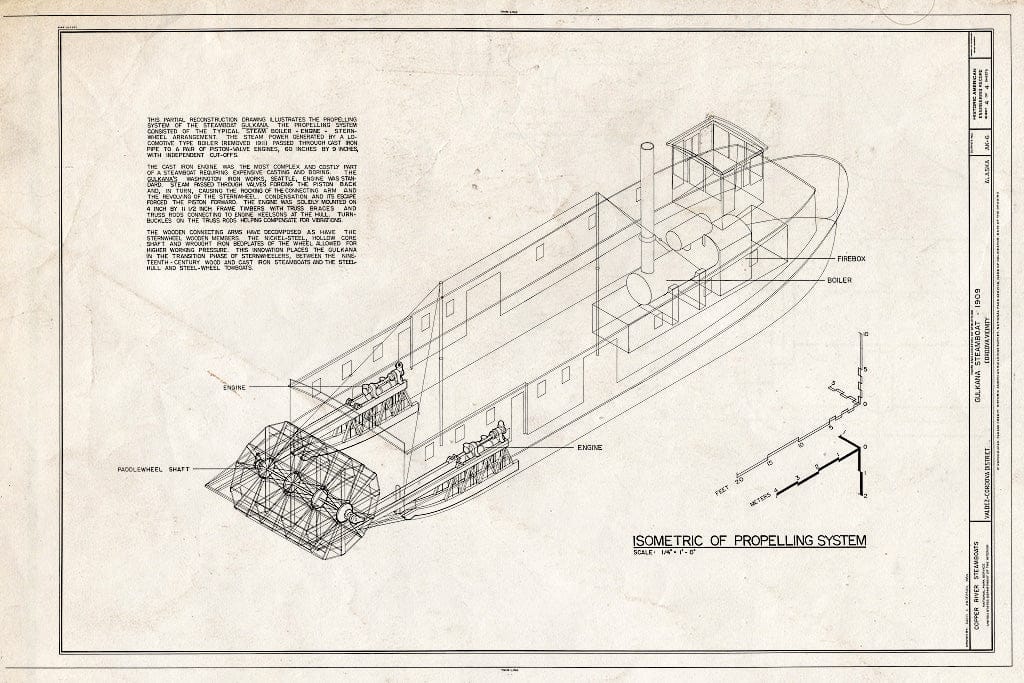 Blueprint Isometric of propelling System - Steamboat GULKANA, Miles Lake, Cordova, Valdez-Cordova Census Area, AK