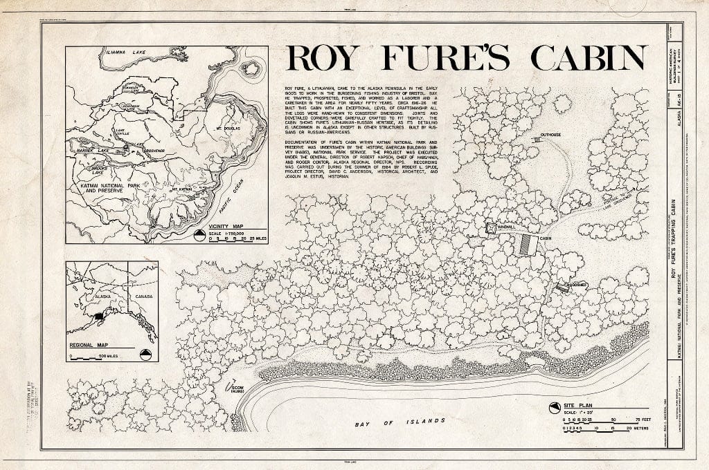 Blueprint HABS AK,4-KISAL.V,1- (Sheet 1 of 4) - Roy Fure's Trapping Cabin, King Salmon, Bristol Bay Borough, AK