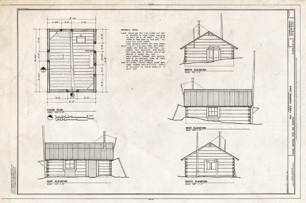 Blueprint HABS AK,4-KISAL.V,1- (Sheet 2 of 4) - Roy Fure's Trapping Cabin, King Salmon, Bristol Bay Borough, AK