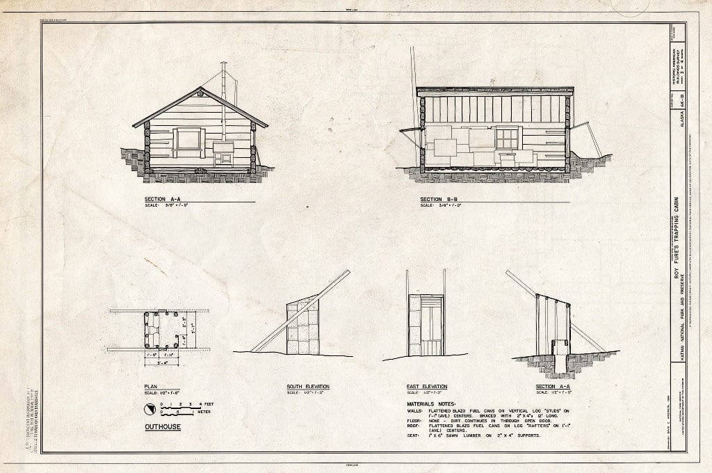 Blueprint HABS AK,4-KISAL.V,1- (Sheet 3 of 4) - Roy Fure's Trapping Cabin, King Salmon, Bristol Bay Borough, AK
