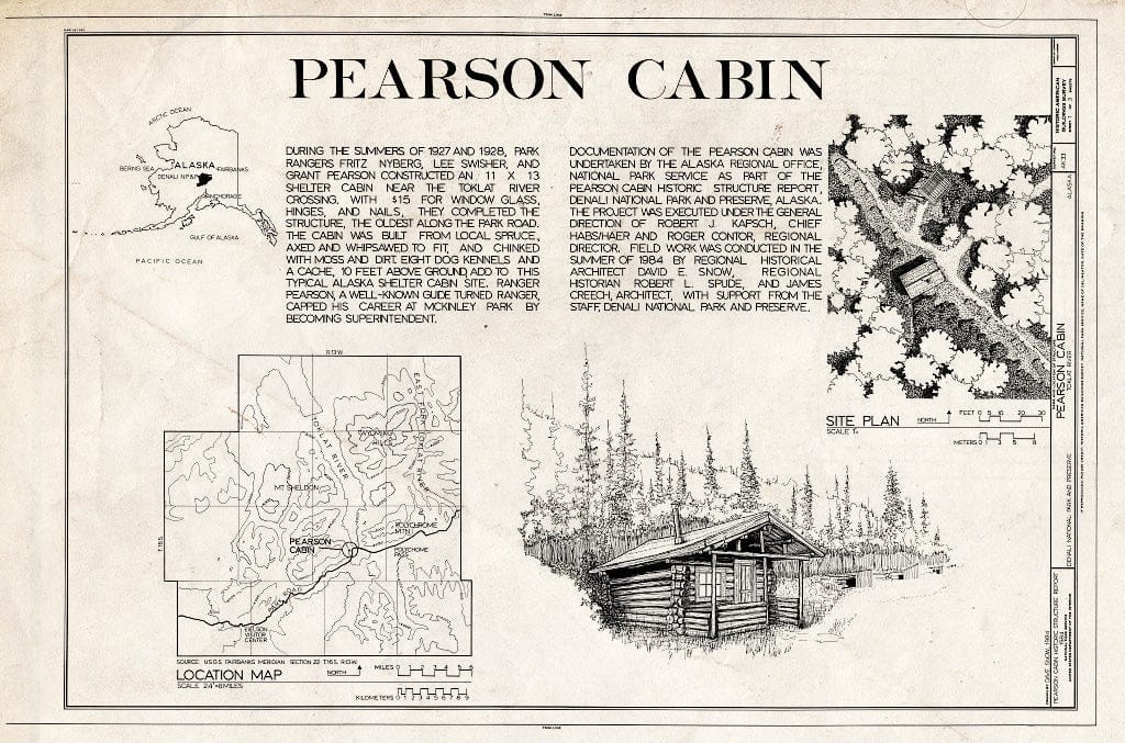 Blueprint HABS AK,23-MCKIN,3- (Sheet 1 of 3) - Pearson Cabin, Near Toklat River, Cantwell, Denali Borough, AK