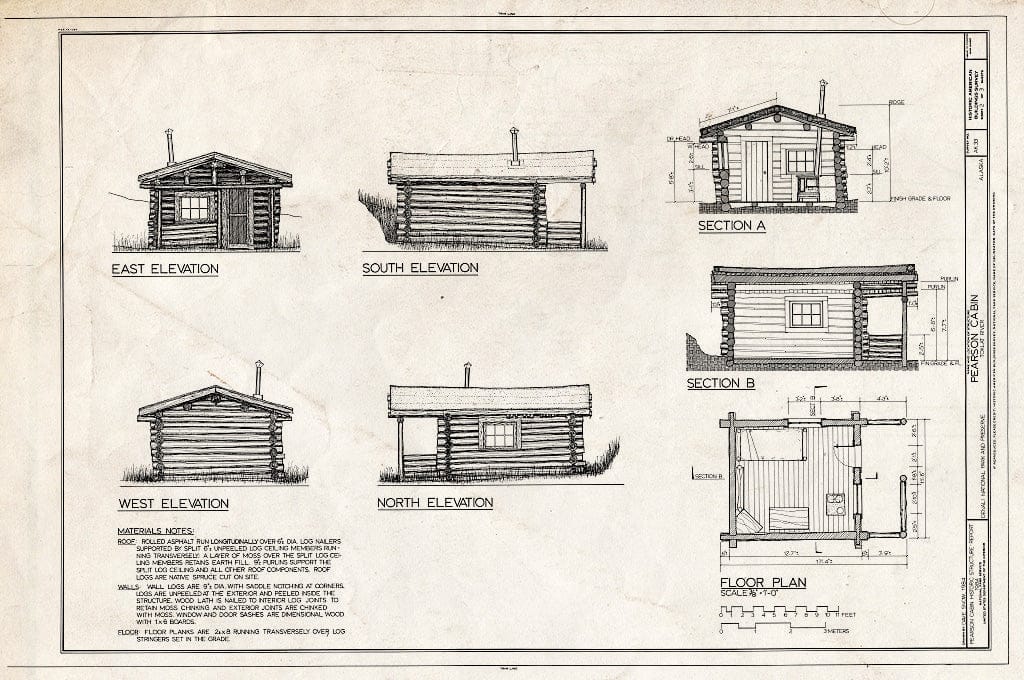 Blueprint HABS AK,23-MCKIN,3- (Sheet 2 of 3) - Pearson Cabin, Near Toklat River, Cantwell, Denali Borough, AK