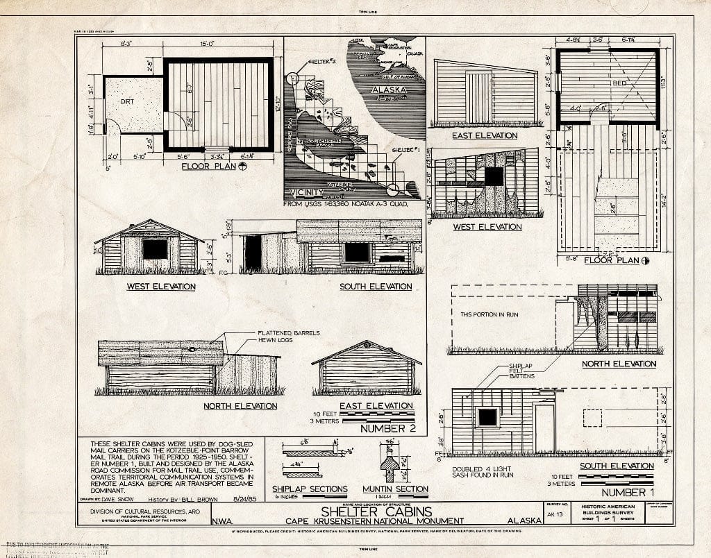 Blueprint HABS AK,11-NOAT.V,1- (Sheet 1 of 1) - Shelter Cabin Nos. 1 & 2, Noatak, Northwest Arctic Borough, AK