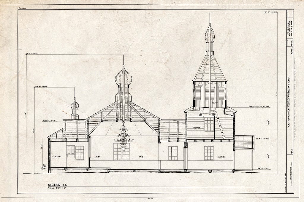 Blueprint HABS AK,9-Ken,1-A- (Sheet 4 of 5) - Holy Assumption Russian Orthodox Church, Church, Mission & Overland Streets, Kenai, Kenai Peninsula Borough, AK