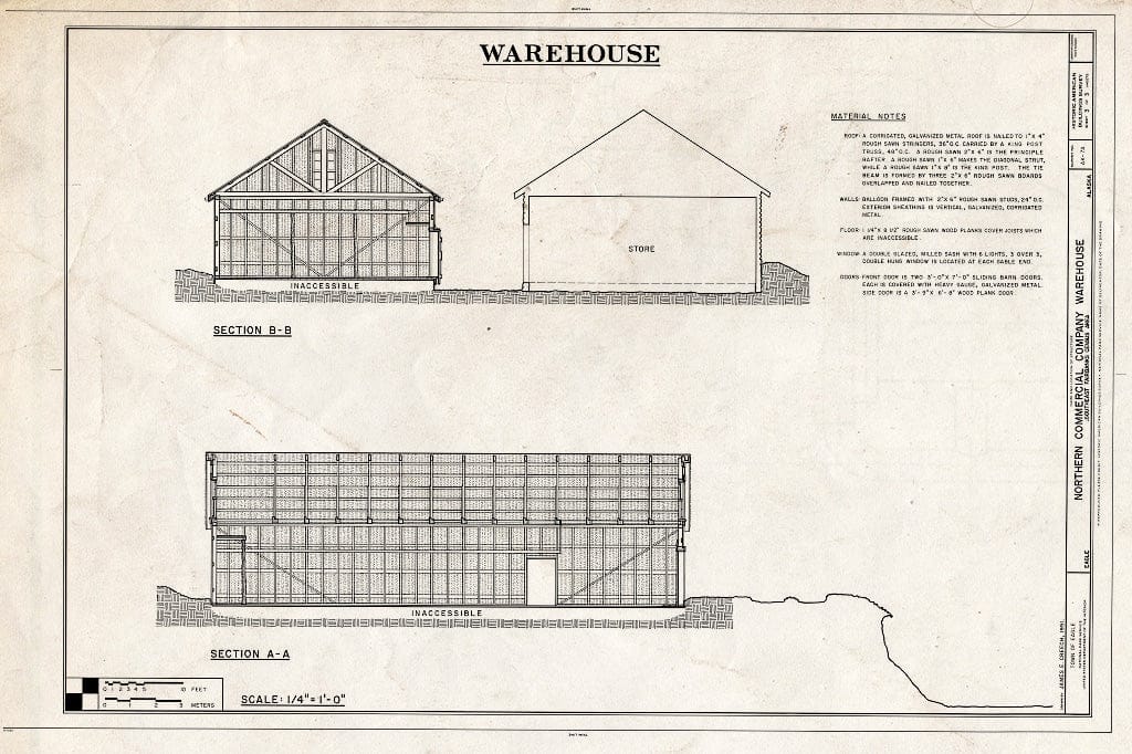 Blueprint HABS AK,19-EGL,1A- (Sheet 3 of 3) - Northern Commercial Company, Warehouse, 220 Front Street, Eagle, Southeast Fairbanks Census Area, AK