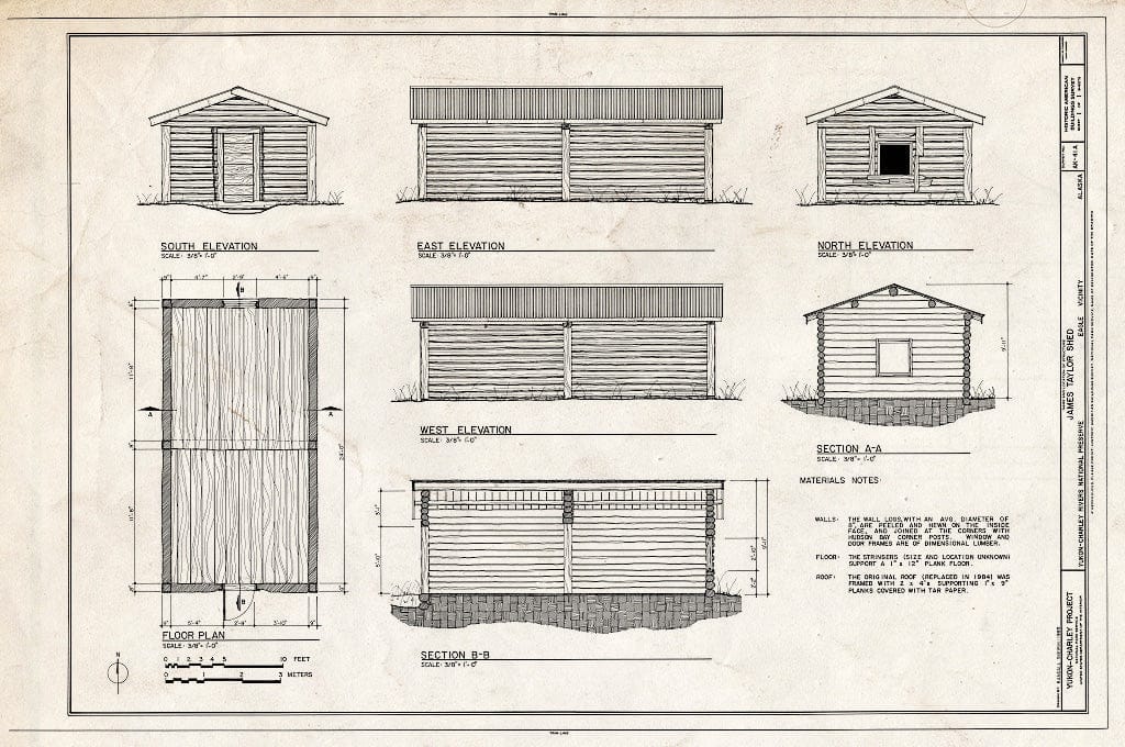 Blueprint HABS AK,19-EGL.V,3-A- (Sheet 1 of 1) - James Taylor Shed, Yukon River, Opposite 4th of July Creek, Eagle, Southeast Fairbanks Census Area, AK