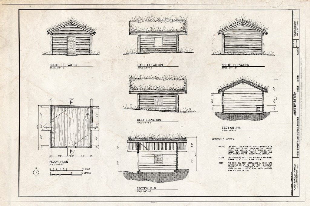 Blueprint HABS AK,19-EGL.V,3-D- (Sheet 1 of 1) - James Taylor Shop, Yukon River, Opposite Fourth of July Creek, Eagle, Southeast Fairbanks Census Area, AK