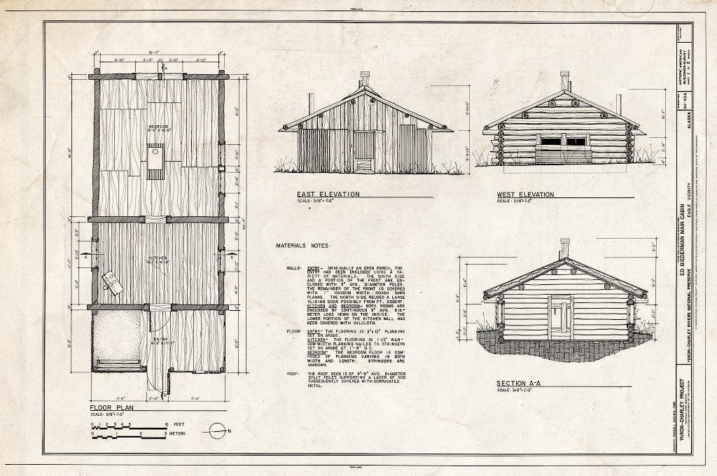 Blueprint HABS AK,19-EGL.V,2-A- (Sheet 1 of 2) - Ed Biederman Fish Camp, Main Cabin, Yukon River, Eagle, Southeast Fairbanks Census Area, AK