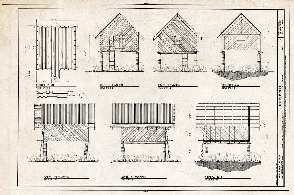 Blueprint HABS AK,19-EGL.V,2-C- (Sheet 1 of 1) - Ed Biederman Fish Camp, Cache, Yukon River, Eagle, Southeast Fairbanks Census Area, AK