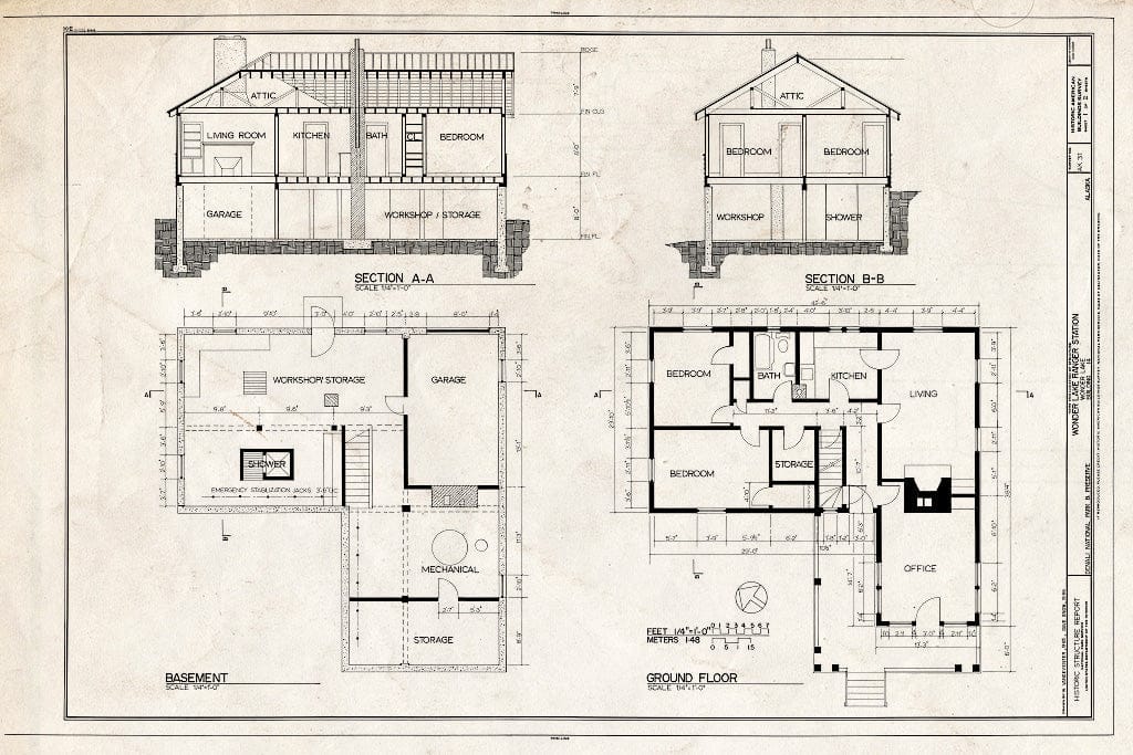 Blueprint HABS AK,23-MCKIN,4- (Sheet 1 of 2) - Wonder Lake Ranger Station, Cantwell, Denali Borough, AK