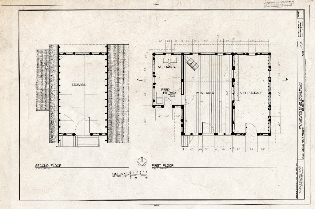 Blueprint HABS AK,23-MCKIN,1-I- (Sheet 1 of 3) - Mount McKinley Headquarters, Dog Feed Cache & Sled Storage, Cantwell, Denali Borough, AK