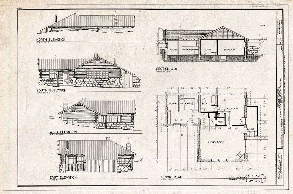 Blueprint HABS AK,23-MCKIN,1-M- (Sheet 1 of 1) - Mount McKinley Headquarters, Employee Residence, Cantwell, Denali Borough, AK