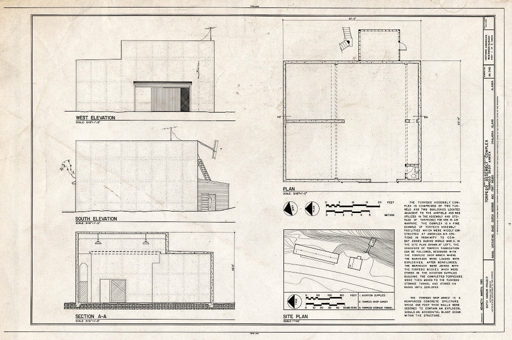 Blueprint HABS AK,1-UNAK,2-D- (Sheet 1 of 3) - Naval Operating Base Dutch Harbor & Fort Mears, Torpedo Assembly Complex, Unalaska, Aleutian Islands, AK