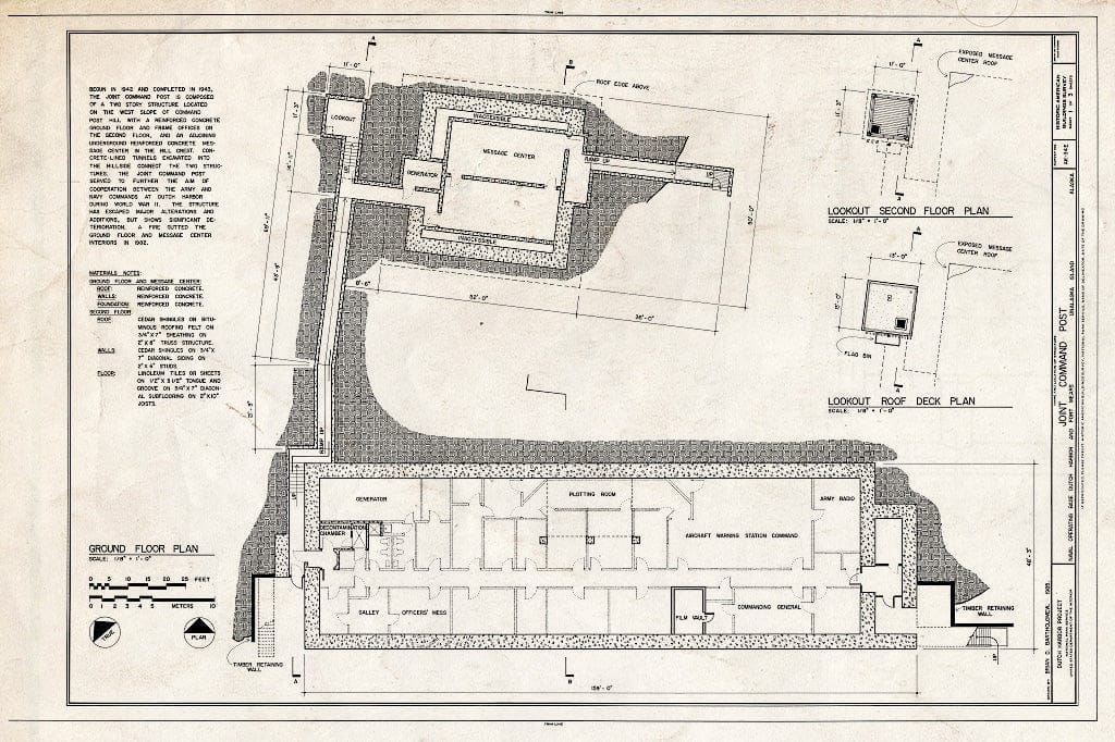 Blueprint HABS AK,1-UNAK,2-E- (Sheet 1 of 3) - Naval Operating Base Dutch Harbor & Fort Mears, Joint Command Post, Unalaska, Aleutian Islands, AK