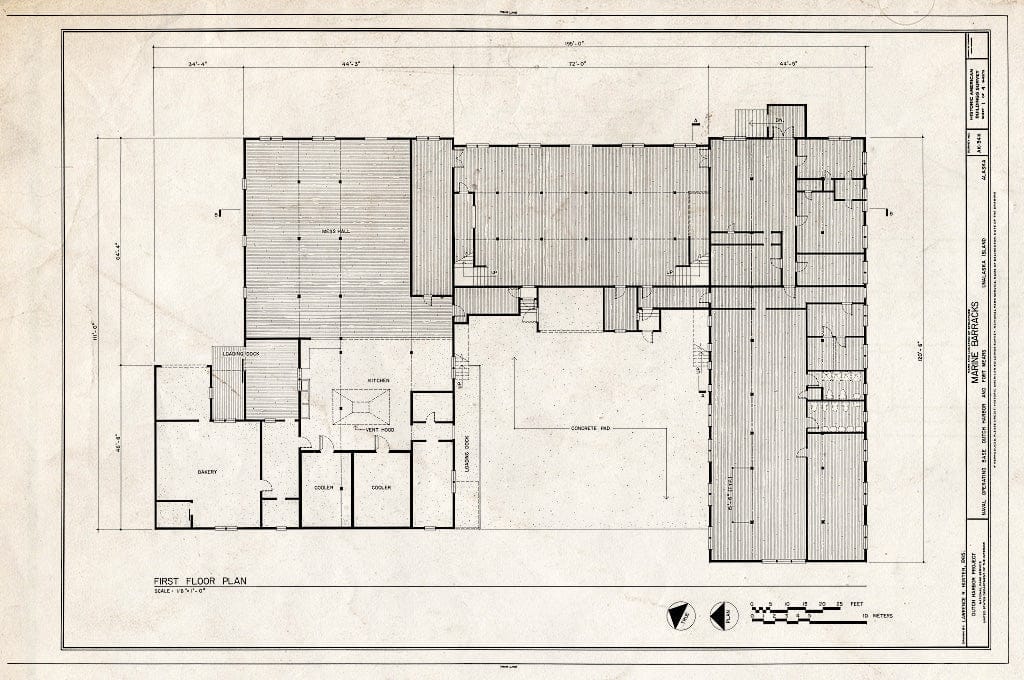 Blueprint HABS AK,1-UNAK,2-K- (Sheet 1 of 4) - Naval Operating Base Dutch Harbor & Fort Mears, Marine Barracks, Unalaska, Aleutian Islands, AK