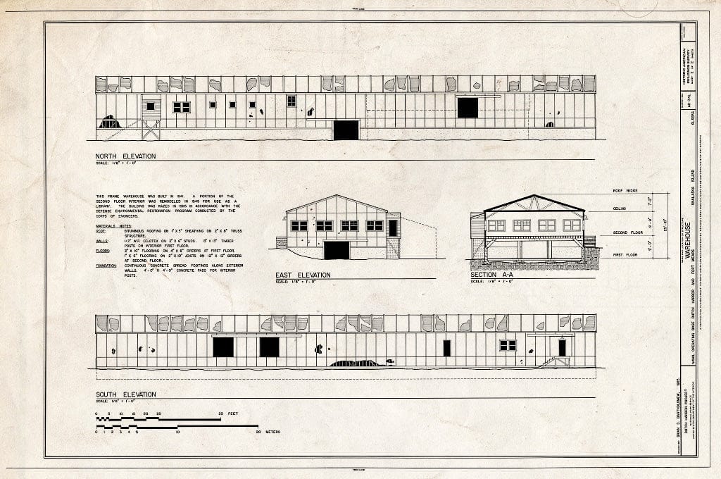 Blueprint HABS AK,1-UNAK,2-L- (Sheet 2 of 2) - Naval Operating Base Dutch Harbor & Fort Mears, Warehouse, Unalaska, Aleutian Islands, AK