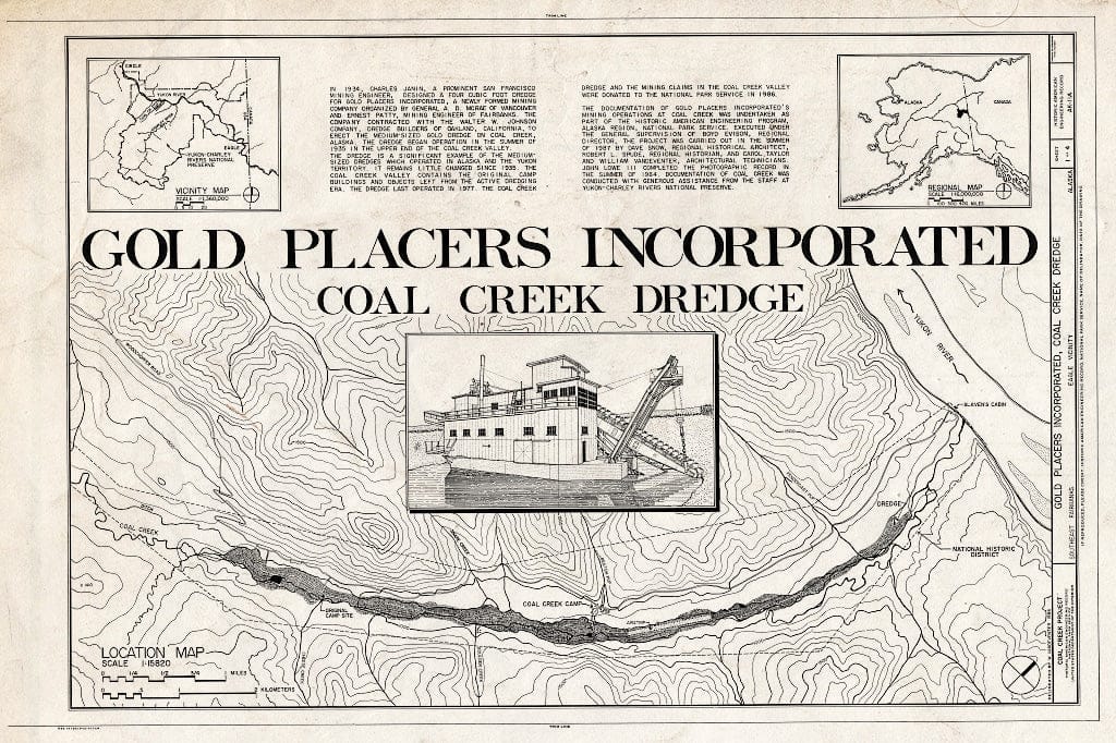 Blueprint Gold Placers Incorporated, Coal Creek Dredge - Gold Placers Incorporated, Coal Creek Dredge, Near Coal Creek & Yukon River, Eagle, Southeast Fairbanks Census Area, AK