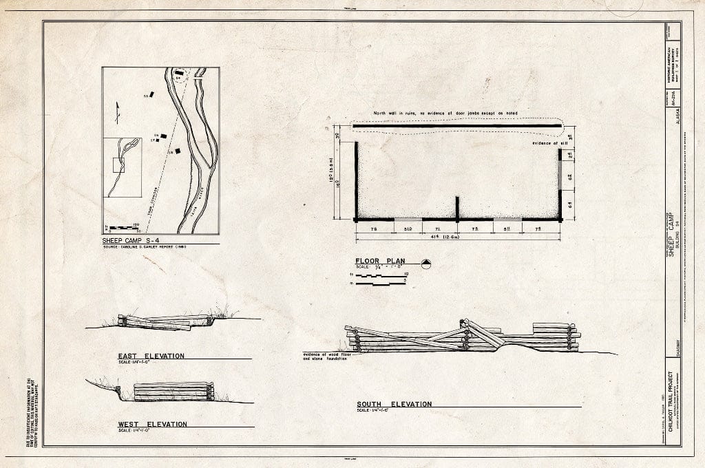 Blueprint HABS AK,18-Skag,3-A- (Sheet 1 of 1) - Sheep Camp, Building S4, Skagway, Skagway, AK