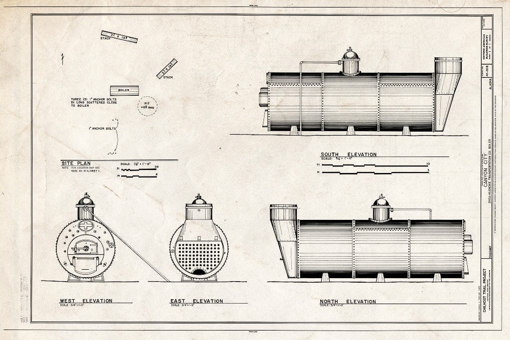 Blueprint HABS AK,18-Skag,2-B- (Sheet 1 of 1) - Canyon City, Dyea-Klondike Transportation Company Boiler, Skagway, Skagway, AK