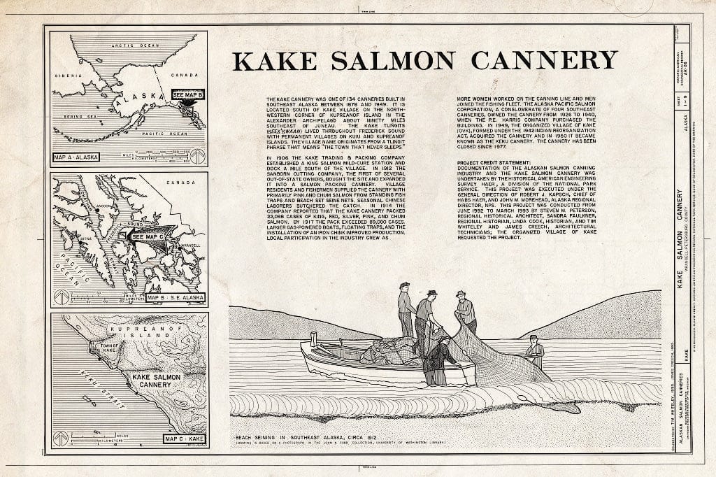 Blueprint Kake Salmon Cannery, Title Page - Kake Salmon Cannery, 540 Keku Road, Kake, Wrangell-Petersburg Census Area, AK