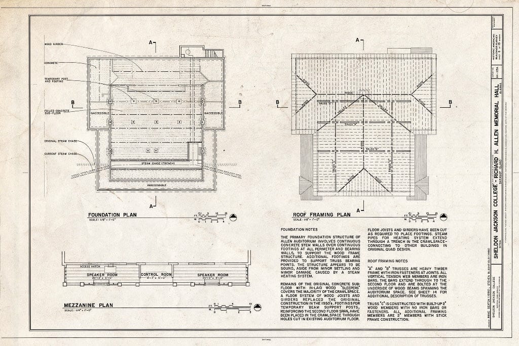 Blueprint HABS AK,17-Sitka,4A- (Sheet 6 of 19) - Sheldon Jackson College, Richard H. Allen Memorial Hall, Lincoln Street, Sitka, Sitka Borough, AK