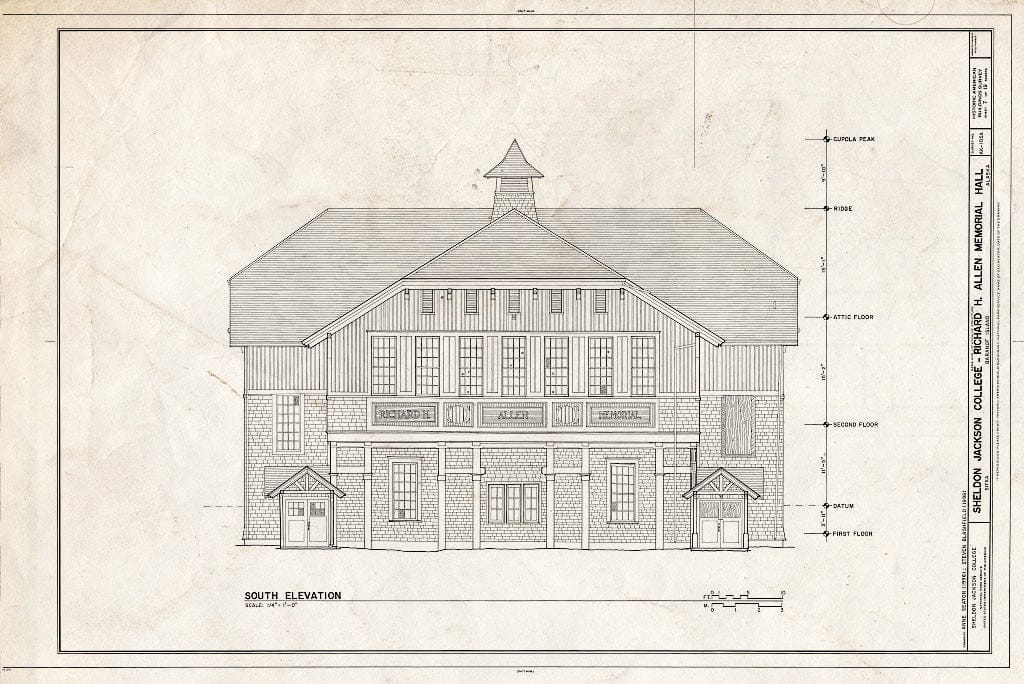 Blueprint HABS AK,17-Sitka,4A- (Sheet 7 of 19) - Sheldon Jackson College, Richard H. Allen Memorial Hall, Lincoln Street, Sitka, Sitka Borough, AK