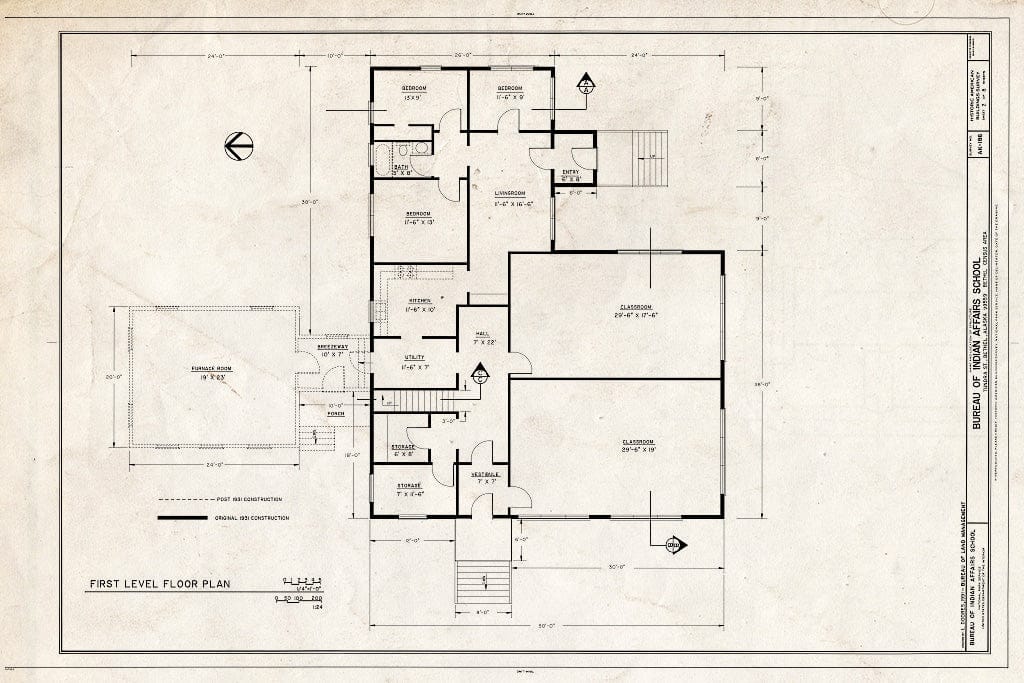 Blueprint HABS AK,3-Beth,1- (Sheet 2 of 8) - Bureau of Indian Affairs School, Tundra Street, Bethel, Bethel Census Area, AK