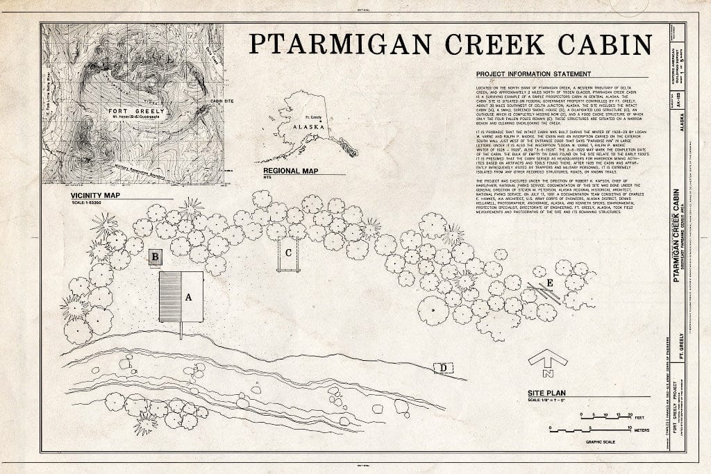 Blueprint HABS AK,19-FOGRE,2- (Sheet 1 of 5) - Ptarmigan Creek Cabin, North Bank of Ptarmigan Creek, Delta Junction, Southeast Fairbanks Census Area, AK