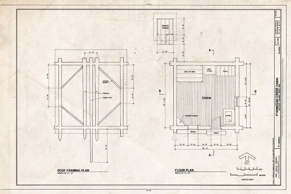 Blueprint HABS AK,19-FOGRE,2- (Sheet 2 of 5) - Ptarmigan Creek Cabin, North Bank of Ptarmigan Creek, Delta Junction, Southeast Fairbanks Census Area, AK