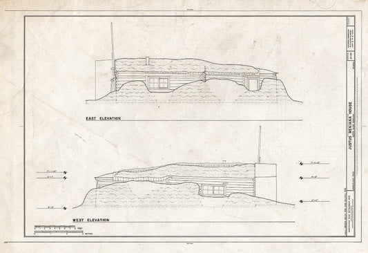 Blueprint 3. East and west elevations - Justus Mekiana House, 3022 Main Street, Anaktuvuk Pass, North Slope Borough, AK
