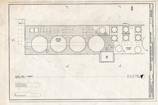 Blueprint 5. Level Two, North - Kennecott Copper Corporation, Leaching Plant, On Copper River & Northwestern Railroad, Kennicott, Valdez-Cordova Census Area, AK