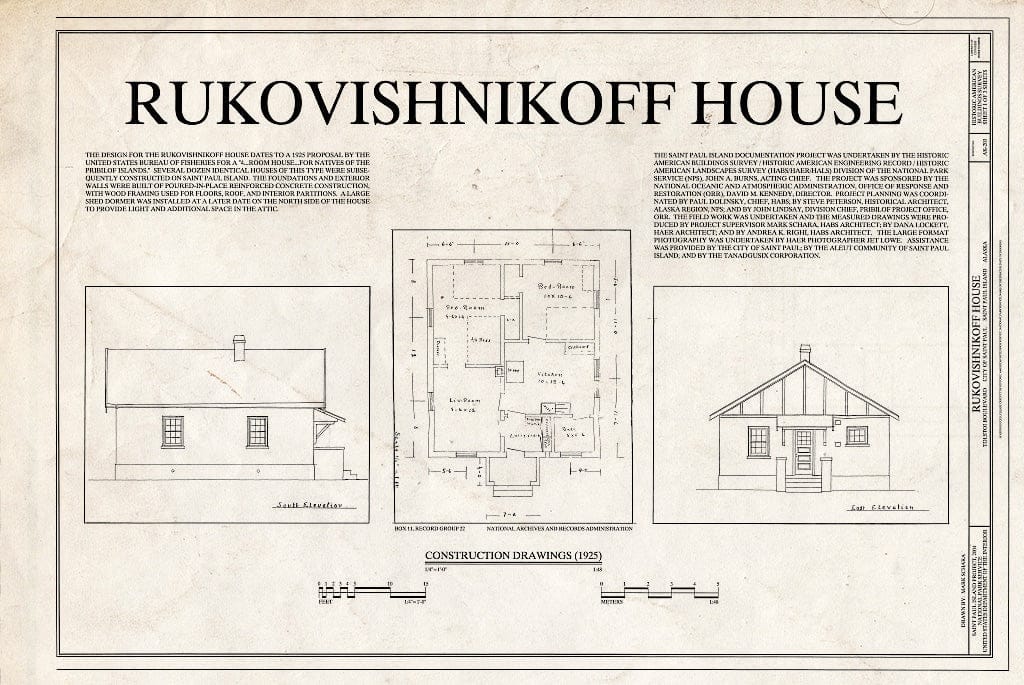 Blueprint HABS AK-203 (Sheet 1 of 3) - Rukovishnikoff House, Tolstoi Boulevard, Saint Paul, Aleutians West Census Area, AK