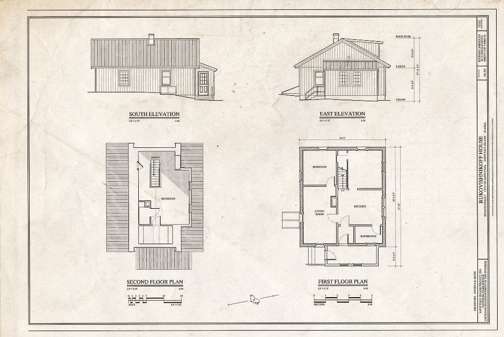 Blueprint HABS AK-203 (Sheet 3 of 3) - Rukovishnikoff House, Tolstoi Boulevard, Saint Paul, Aleutians West Census Area, AK
