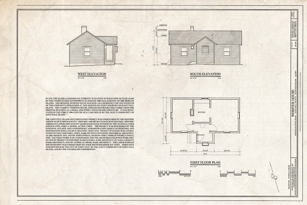 Blueprint HABS AK-204 (Sheet 2 of 2) - Webster House, Northeast Point Road, Saint Paul, Aleutians West Census Area, AK