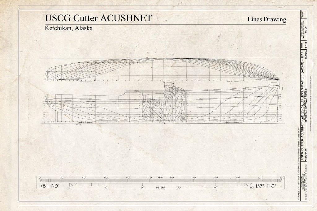 Blueprint Lines Drawing - USS Shackle, ARS 9, Ketchikan, Ketchikan Gateway Borough, AK