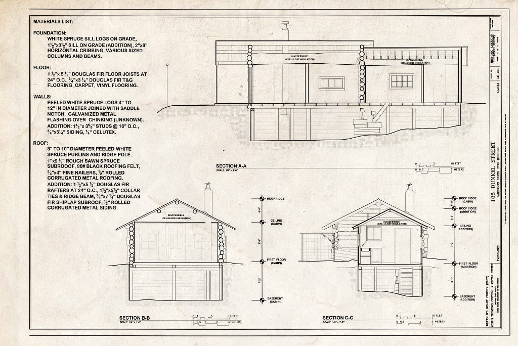 Blueprint Sections - 105 Dunkel Street (Cabin), 105 Dunkel Street, Fairbanks, Fairbanks North Star Borough, AK