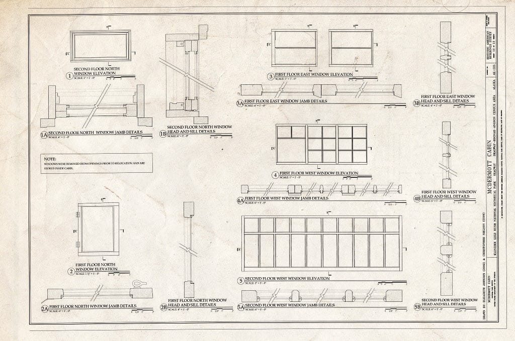 Blueprint Window Details - McDermott Cabin, Town of Dyea (Historical Town site), Skagway, Skagway, AK