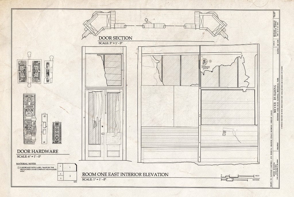 Blueprint Room One East Interior Elevation - Meyer Meat Market Building, 495 State Street, Skagway, Skagway, AK