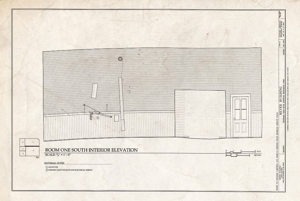 Blueprint Room One South Interior Elevation - Meyer Meat Market Building, 495 State Street, Skagway, Skagway, AK