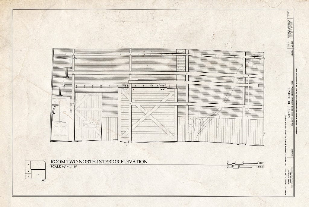 Blueprint Room Two North Interior Elevation - Meyer Meat Market Building, 495 State Street, Skagway, Skagway, AK