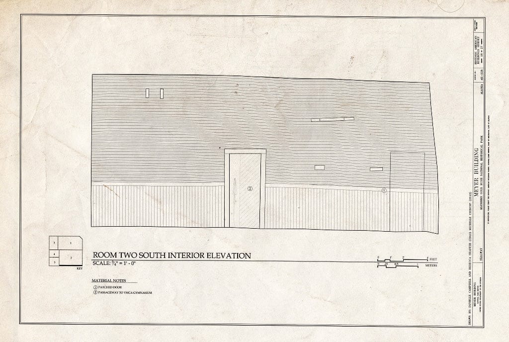 Blueprint Room Two South Interior Elevation - Meyer Meat Market Building, 495 State Street, Skagway, Skagway, AK