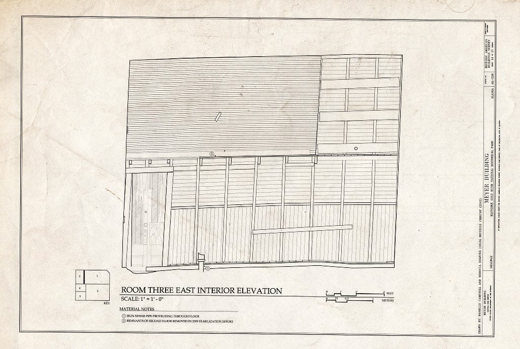 Blueprint Room Three East Interior Elevation - Meyer Meat Market Building, 495 State Street, Skagway, Skagway, AK