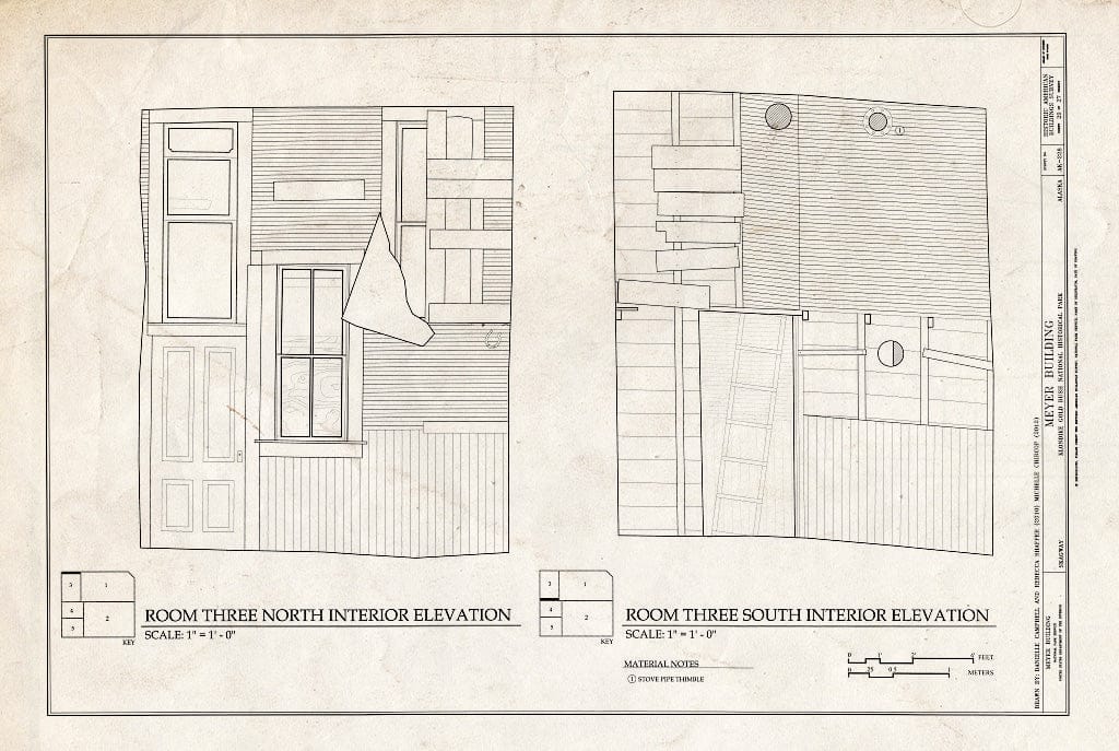 Blueprint Room Three North & South Interior Elevations - Meyer Meat Market Building, 495 State Street, Skagway, Skagway, AK