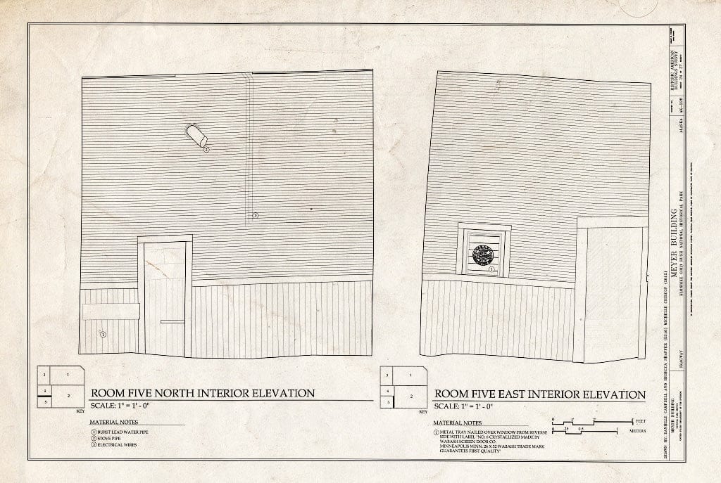 Blueprint Room Five North & East Interior Elevations - Meyer Meat Market Building, 495 State Street, Skagway, Skagway, AK