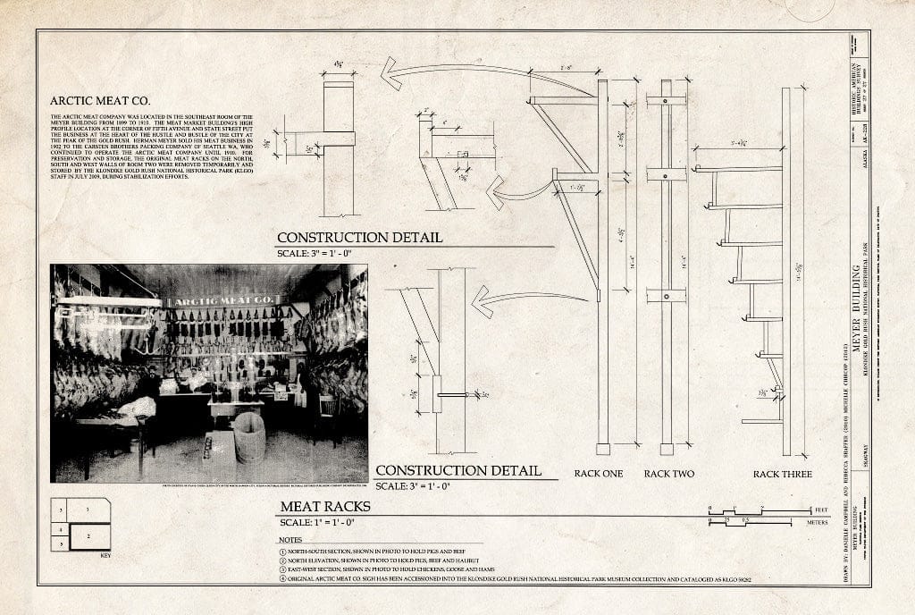 Blueprint Meat Rack Details - Meyer Meat Market Building, 495 State Street, Skagway, Skagway, AK