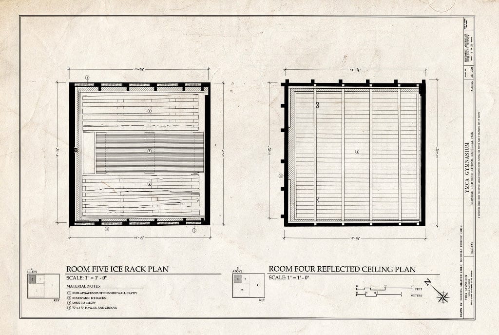 Blueprint Room Five Ice Rack Plan & Room Four Reflected Ceiling Plan - YMCA Gymnasium, 475 State Street, Skagway, Skagway, AK