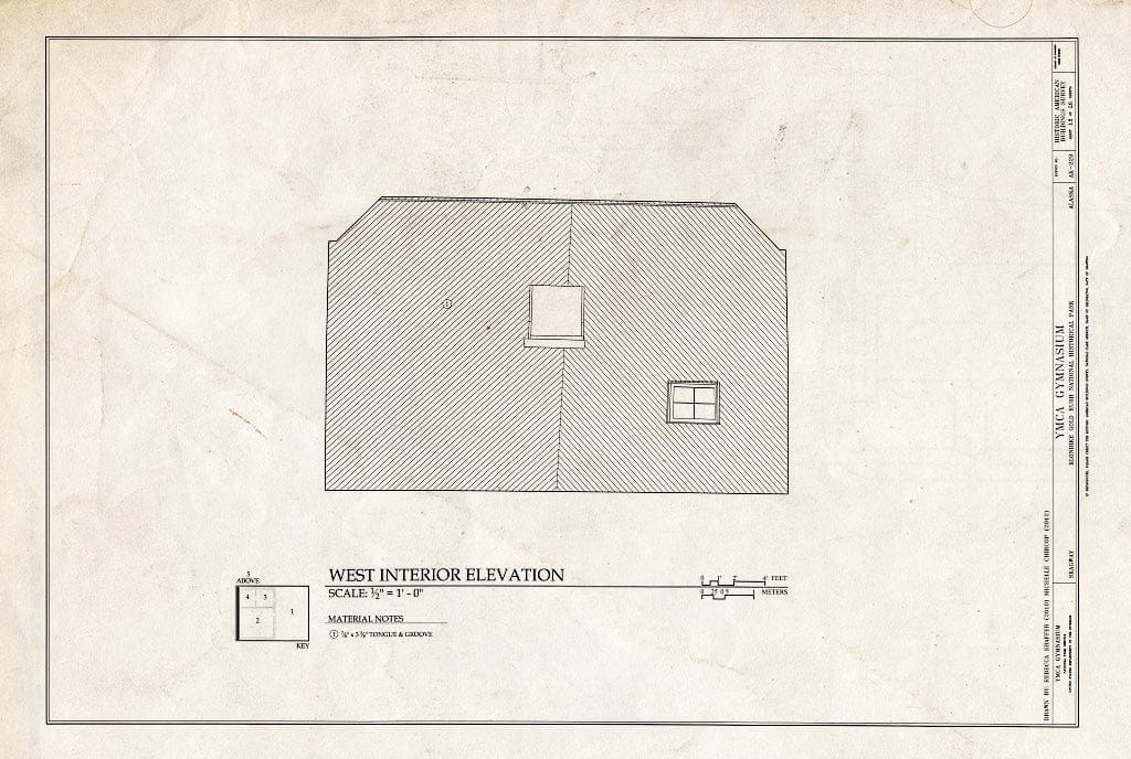 Blueprint West Interior Elevation - YMCA Gymnasium, 475 State Street, Skagway, Skagway, AK